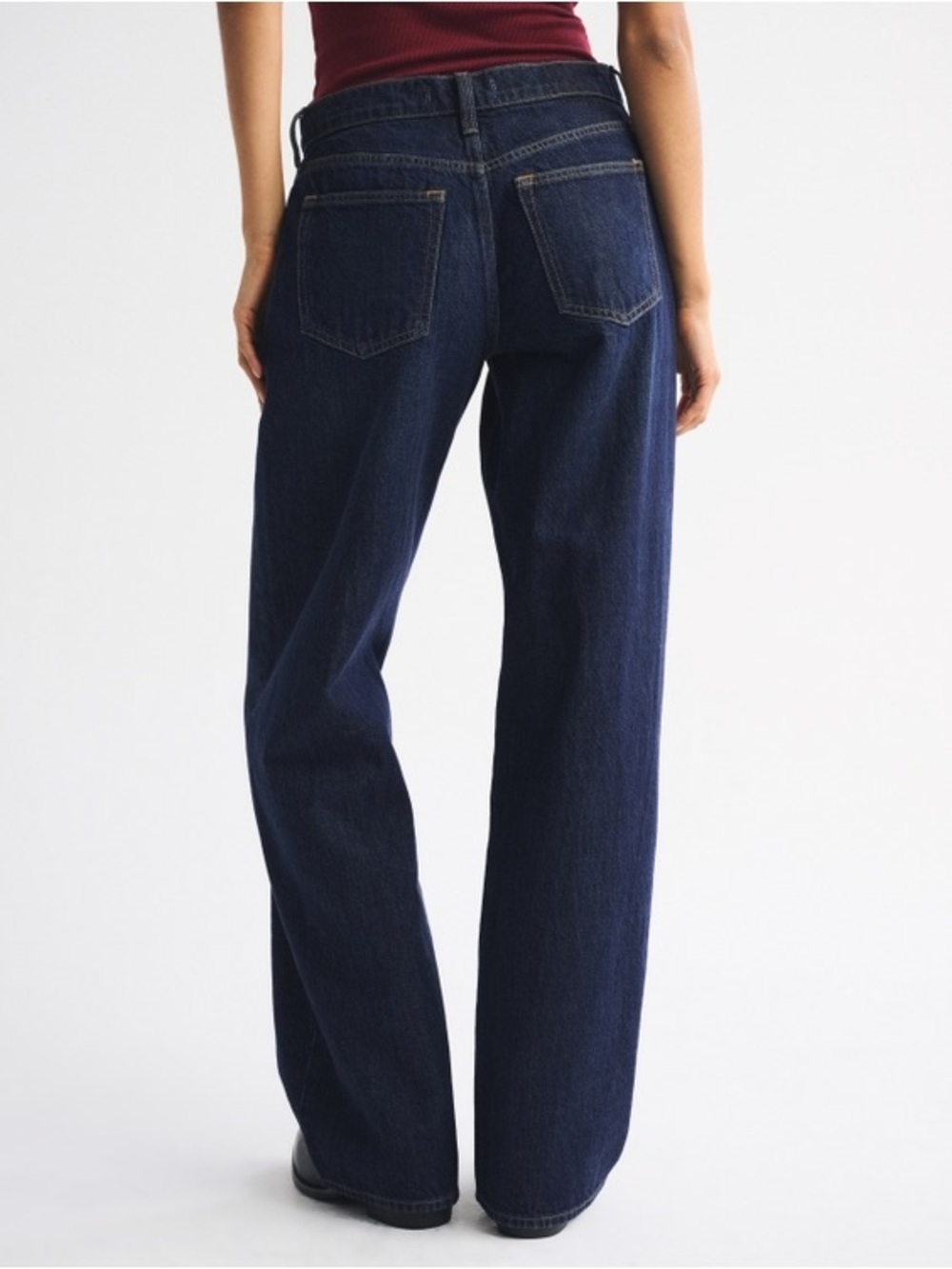 NWT Abercrombie & Fitch Dark Wash Curve Love The Ultra Loose Low Rise Sz 34 / 18 - Picture 2 of 8